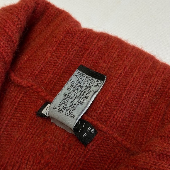 Vintage y2k 90s Red Zip Up Cable Knit Sweater Medium Wool Grunge Goth Vamp - Picture 6 of 8